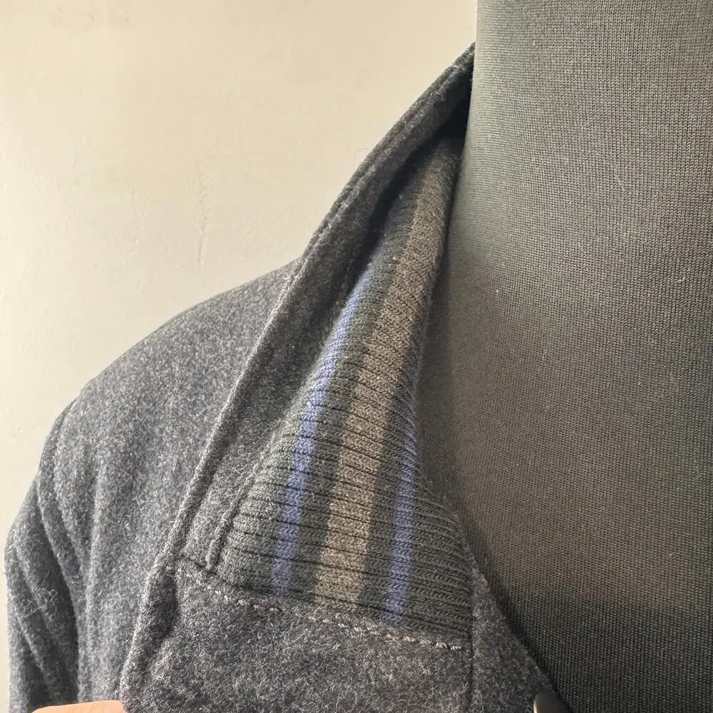 ZARA Dark Gray Duffle Coat Wool Mock Neck Long Sleeve Casual Full Zip M Medium